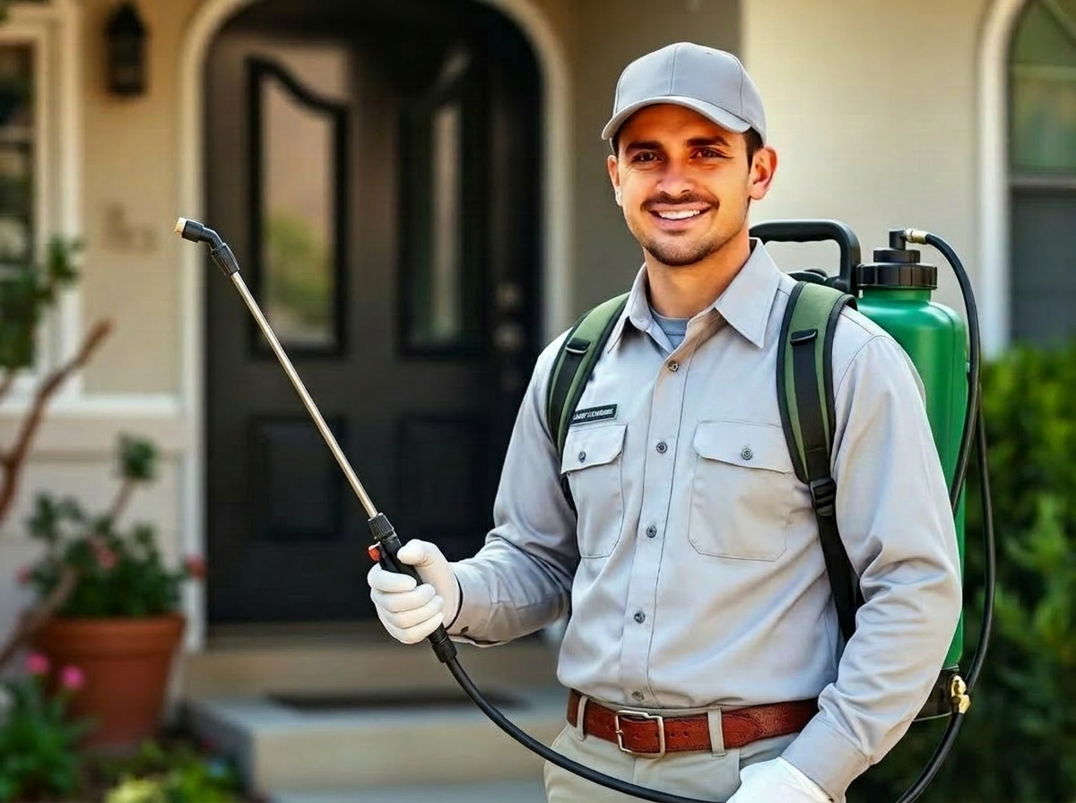 Uniformed Getaway Pest technician ready for an inspection
